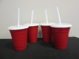 Set of 4 Tableau 16 oz. Party Cups w/ Lids