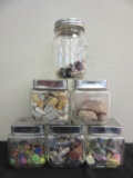 Lot of 6 Jars with Rocks and Marbles