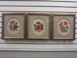 Set of 3 Needlework Rose Pictures