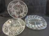 Lot of 3 Vintage Glass Serving Plates