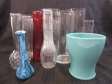 Lot of 10 Various Sizes, Shapes & Color Vases