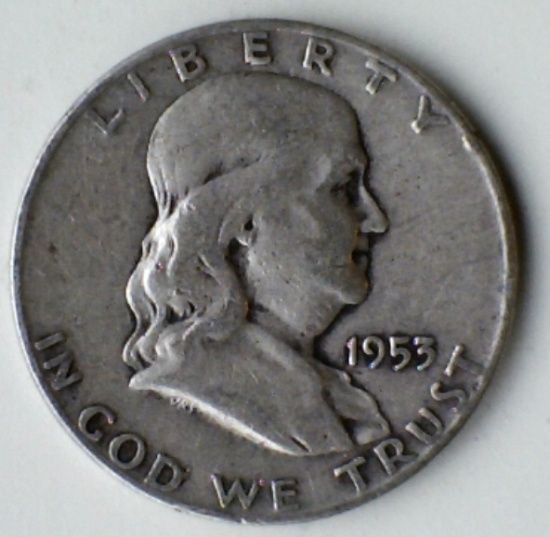 1953-D Franklin Silver Half Dollar Coin