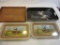 Lot of 4 Vintage Trays, Including: Wood Tray
