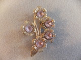 Gold Toned Broach with Pink Stones