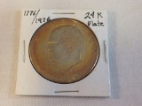 1776-1976 Gold Plated 24K Eisenhower Dollar Coin