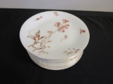Lot of 9 Floral Ivory Dinner Plates