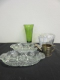 Lot of 5 Vintage Glass Items & a Mini Watering Can
