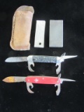 Lot of 2 Vintage Pocketknives & Sharpening Stones