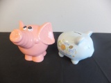 Ceramic Blue Pig & Pink Elephant Banks