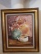 Framed teapot & flowers painting approx 24x36