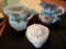 3 ceramic miniatures 2 pitchers and a trinket box
