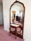 Wood marble and beveled glass entry mirror & table