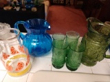 Mixed lot of pitchers & glasses