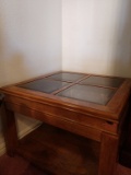 Glass top and wood end table