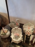 4 vintage porcelain floral and white miniatures