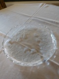 Large heavy cut glass serving tray
