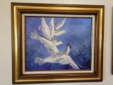Framed dove painting approx 36x24