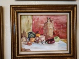 Framed vegetable & fruit painting approx 36x24
