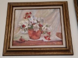 Framed flowers in pot painting approx 36x24