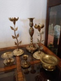 Lot of 6 brass candle sticks holders