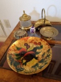 Lot of brass and enamel decorative items