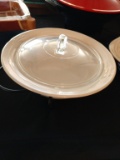 Covered ceramic round dish with lid and stand