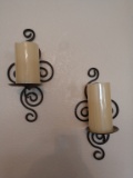 2 metal wall sconces with new candles