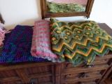 Lot of crochet items blanket, throw, and scarf