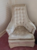 Upholstered 70's era slipper chair