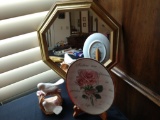 Lot of decor items figurine plate and mirror