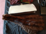 Silver clutch purse and collar stole