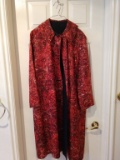 Vintage red print ladies lightweight over coat