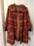 Vintage wood and faux fur lined ladies overcoat