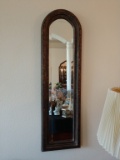 Faux stone oval topped tall hanging mirror