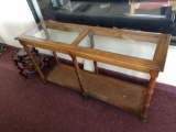 Wood with glass top console table