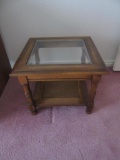 Small wood and glass side table