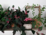 Lot of 3 green & pink artificial plants