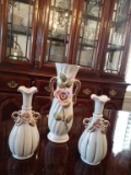 Three vintage Japanese porcelain vases