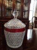 Vintage cut glass candy dish with lid