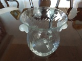 Cut glass ice bucket with tongs