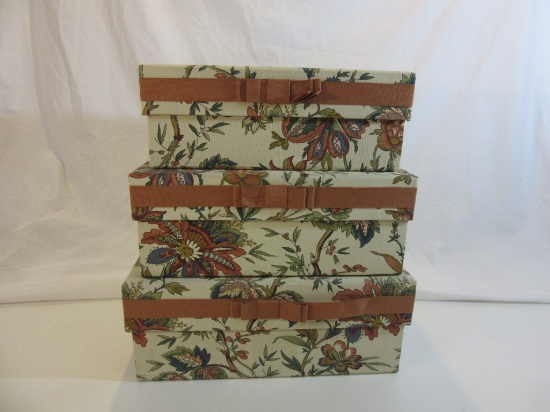 Lot of 3 Canvas Nesting Boxes w/ Floral Design