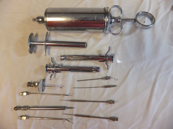 Lot of 4 Medical Syringes w/ Extra Parts