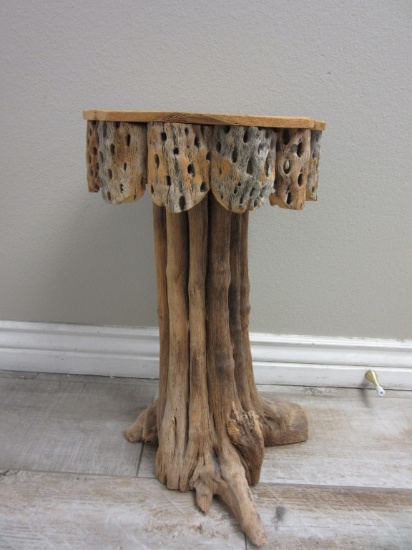 Unique Wood Round End Table
