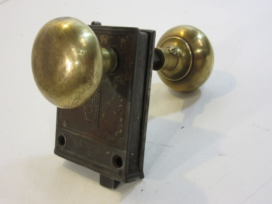 Vintage Brass Door Knobs with Hasp, Marked Corbin