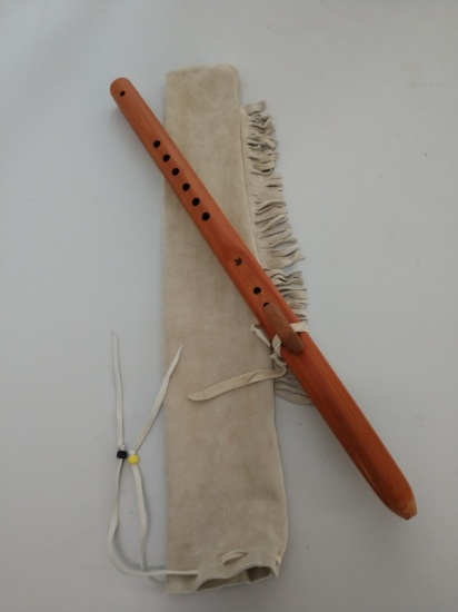 Native American flute with suede scabbard