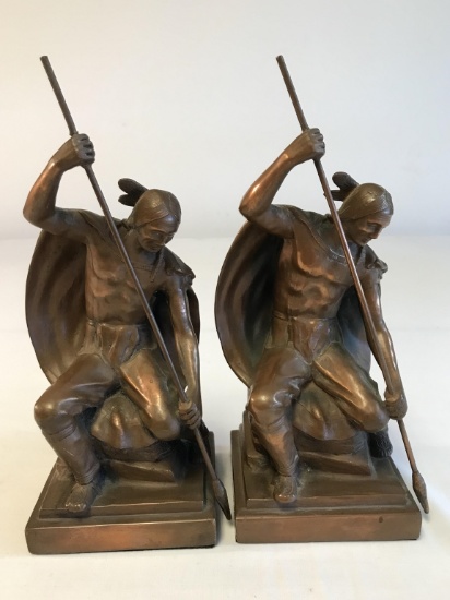 Jennings Brothers Bronze Native War Spear Bookends