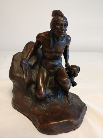 Jennings Brothers American Indian Dog Book End