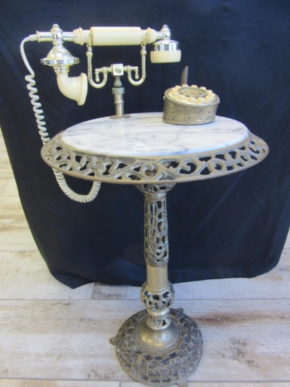 Vintage Push Button Telephone on Marble Table