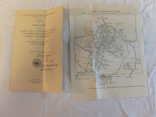 Set of Vintage Southern Utah Map & US Reg. Book