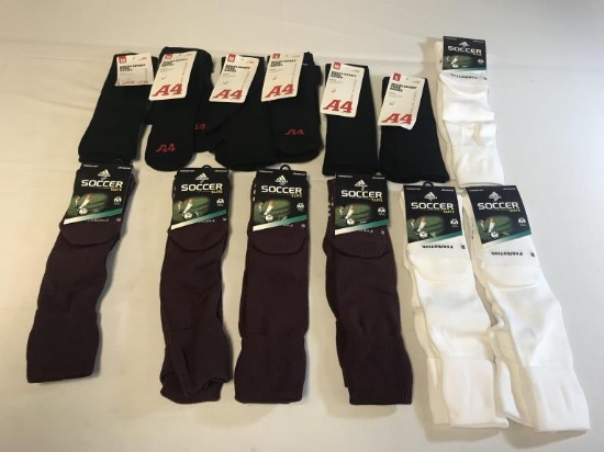 Lot of 13 Pairs of Soccer Sports Tube Socks NEW M